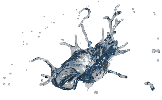 3d water splash transparent, clear blue water scattered around isolated. 3d render illustration png
