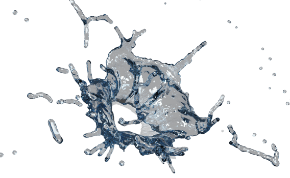 3d water splash transparent, clear blue water scattered around isolated. 3d render illustration png