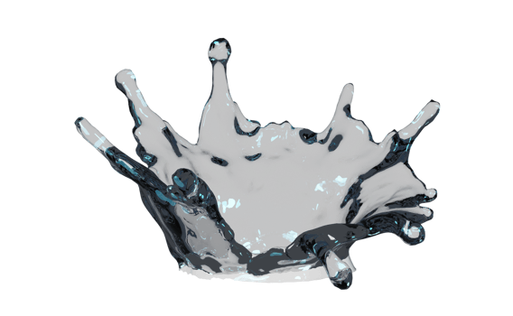 3d water splash transparent, clear blue water scattered around isolated. 3d render illustration png