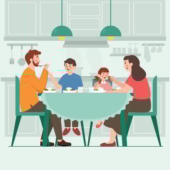 Family Enjoy Eating Together vector