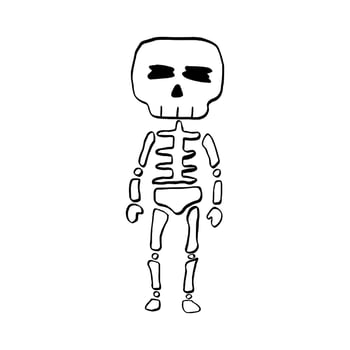 Vector illustration of Halloween Skeleton cartoon line on white background.