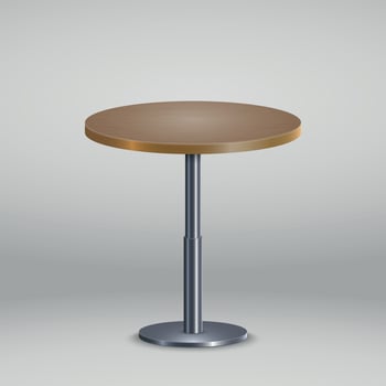 Round table with wooden plate vector