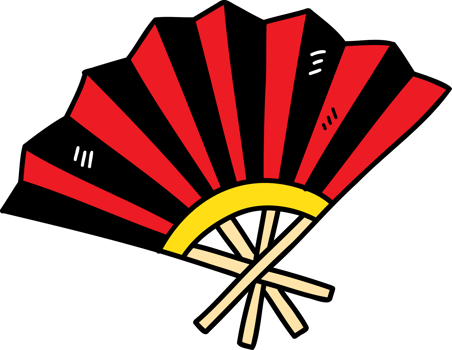 hand drawn red chinese fan illustration on transparent background png