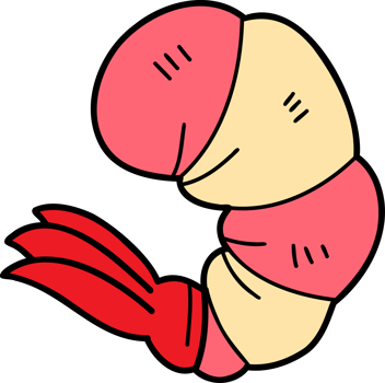 hand drawn boiled shrimp illustration on transparent background for template design png