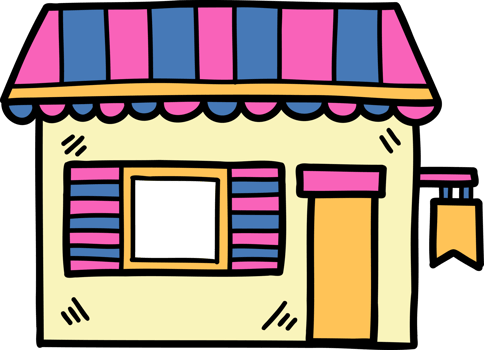 hand drawn cute shop illustration on transparent background png
