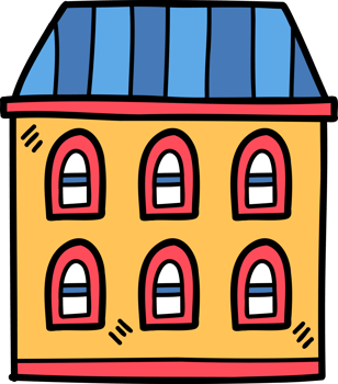hand drawn cute two storey house illustration on transparent background png