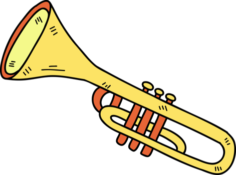 hand drawn trumpet illustration on transparent background png