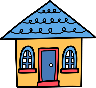 hand drawn cute one storey house illustration on transparent background png