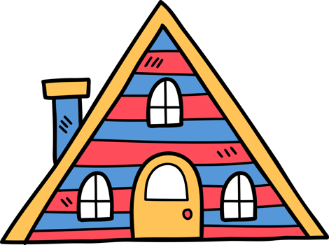 hand drawn cute two storey house illustration on transparent background png