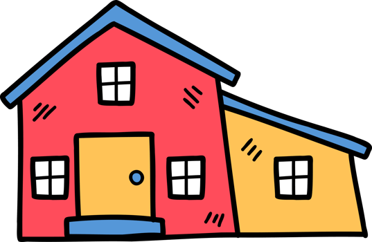 hand drawn cute two storey house illustration on transparent background png