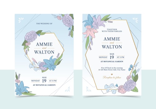 Romantic wedding invitation card vector