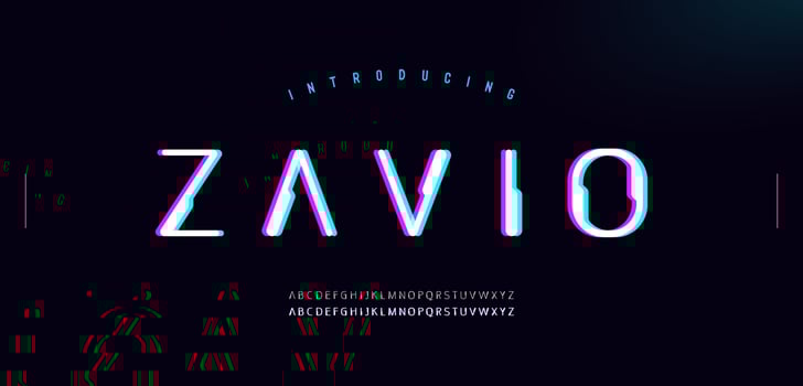 Modern techno alphabet fonts. Abstract glitch overlap typography urban sport, technology, fashion, digital, future creative logo font. vector illustration