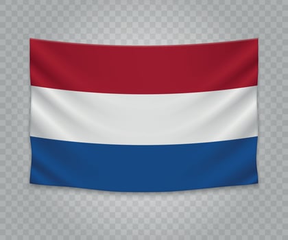 Realistic hanging flag vector