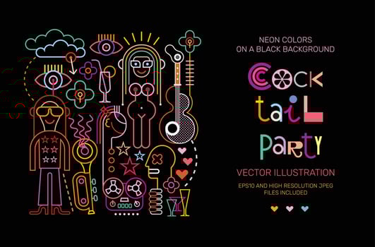 Cocktail party poster template design vector