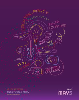 Music Festival and Cocktail Party poster vector