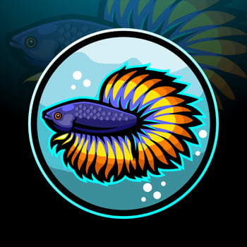 betta fish mascot. esport logo design vector