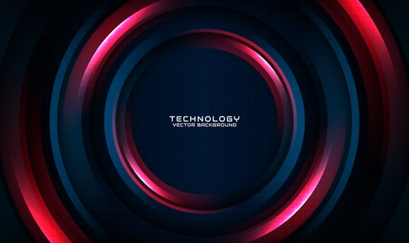 3D blue red techno abstract background overlap layer on dark space with motion blur tech style decoration. Graphic design element circle spin concept for banner, flyer, card, brochure, or landing page vector