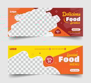 Delicious fast food social media page cover design vector