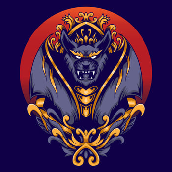 Bat with ornament vector illustration