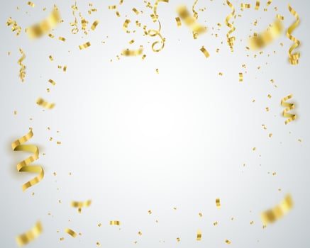 Golden confetti isolated. Festive background. vector