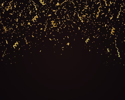 Golden confetti isolated. Festive background. vector