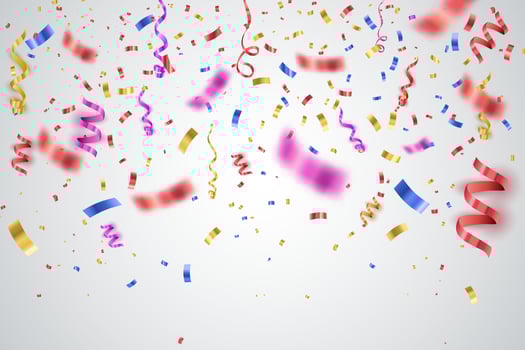 Colorful bright confetti isolated on transparent background. Festive vector illustration