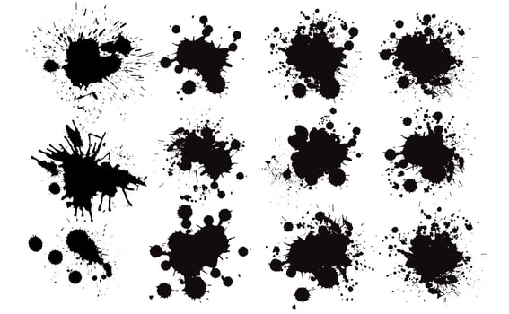 Color ink splashes. Grunge splatters. Abstract background. Grunge text banners vector