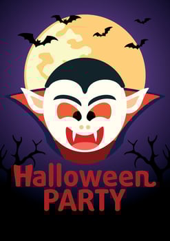 Halloween Party banner with Dracula vector