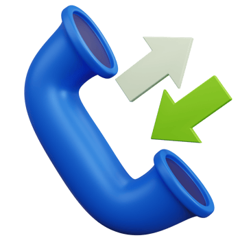 3d rendering blue call phone with green arrows isolated png