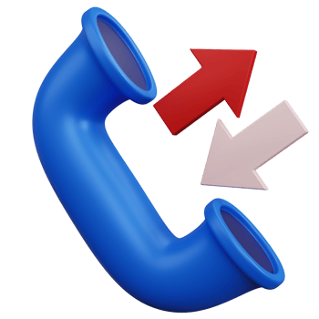 3d rendering blue call phone with red arrows isolated png
