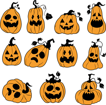 Halloween set of pumpkin ghost png