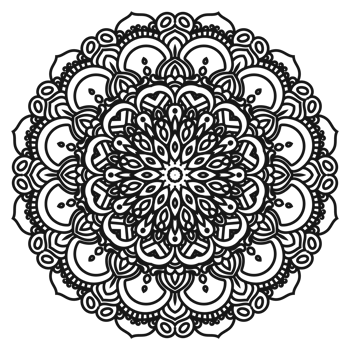 Flower Pattern Mandala in Black and White png