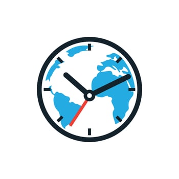 Time world vector logo design template. Time planet symbol or icon.