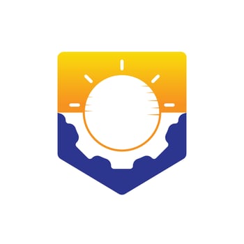 Sun gear vector logo design. Solar panel technology logo concept.