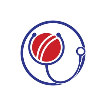 Cricket stethoscope vector logo design. Sports health and care logo concept.