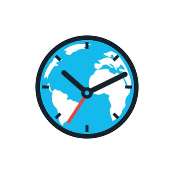 Time world vector logo design template. Time planet symbol or icon.