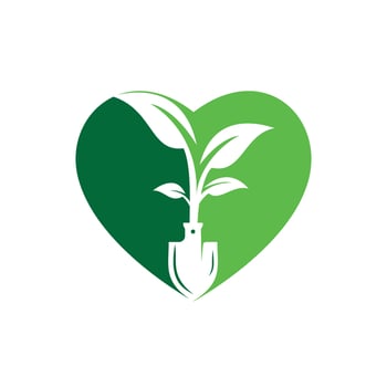 Shovel tree vector logo design. Green garden environment logo design template.