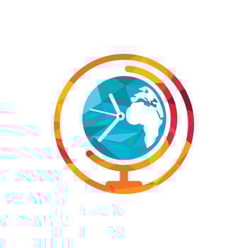 Time world vector logo design template. Time planet symbol or icon.