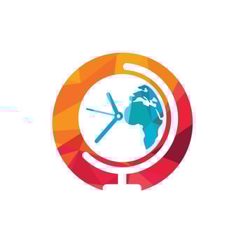 Time world vector logo design template. Time planet symbol or icon.