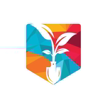 Shovel tree vector logo design. Green garden environment logo design template.