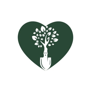 Shovel tree vector logo design. Green garden environment logo design template.