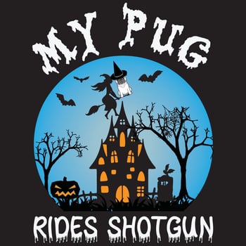 Pug dog Halloween t-shirt deign vector