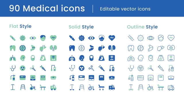 90 Medical icons vector