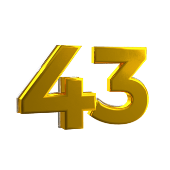 Mental Yellow color 43 3D number png