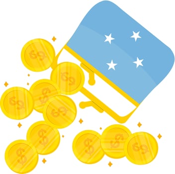 Micronesia Flag hand drawn,Dollar hand drawn vector