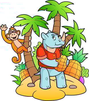 cartoon cute rhinoceros vector
