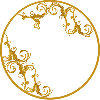 Golden wreath, frame. Flowers, floral, art style, circle forme. png