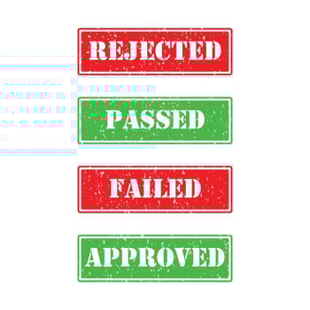 approved verified accepted passed failed organic original and rejected rubber stamp on a white background vector