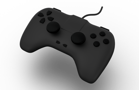 Black joystick gamepad, game console or game controller. Computer gaming, icon. 3d render illustration. png