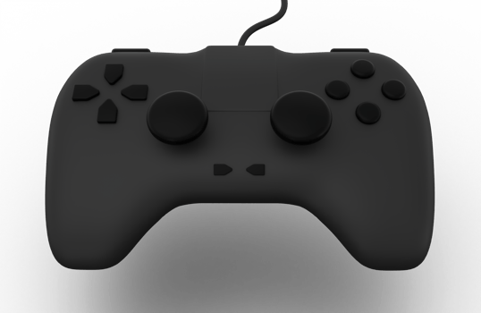 Black joystick gamepad, game console or game controller. Computer gaming, icon. 3d render illustration. png